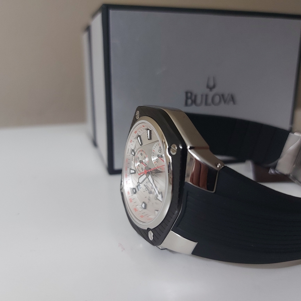 Accutron by Bulova Corvara Stainless Steel & Black Ion-Plated Mens Watch 65B140 - Picture 6 of 9